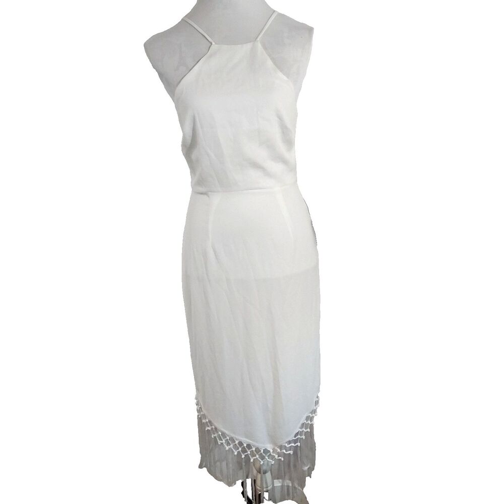 Lulus Fringe Dress Size Small Sleeveless White Adjustable Spaghetti Strap NWT